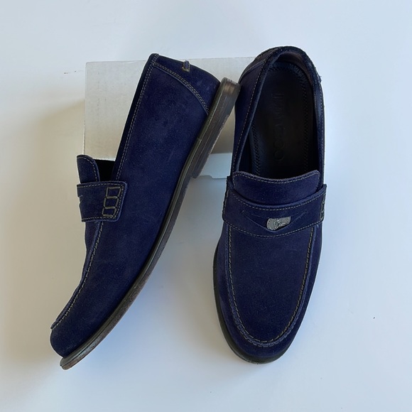 Jimmy Choo Mens Blue Suede Loafers 39 1/2 - Picture 2 of 15